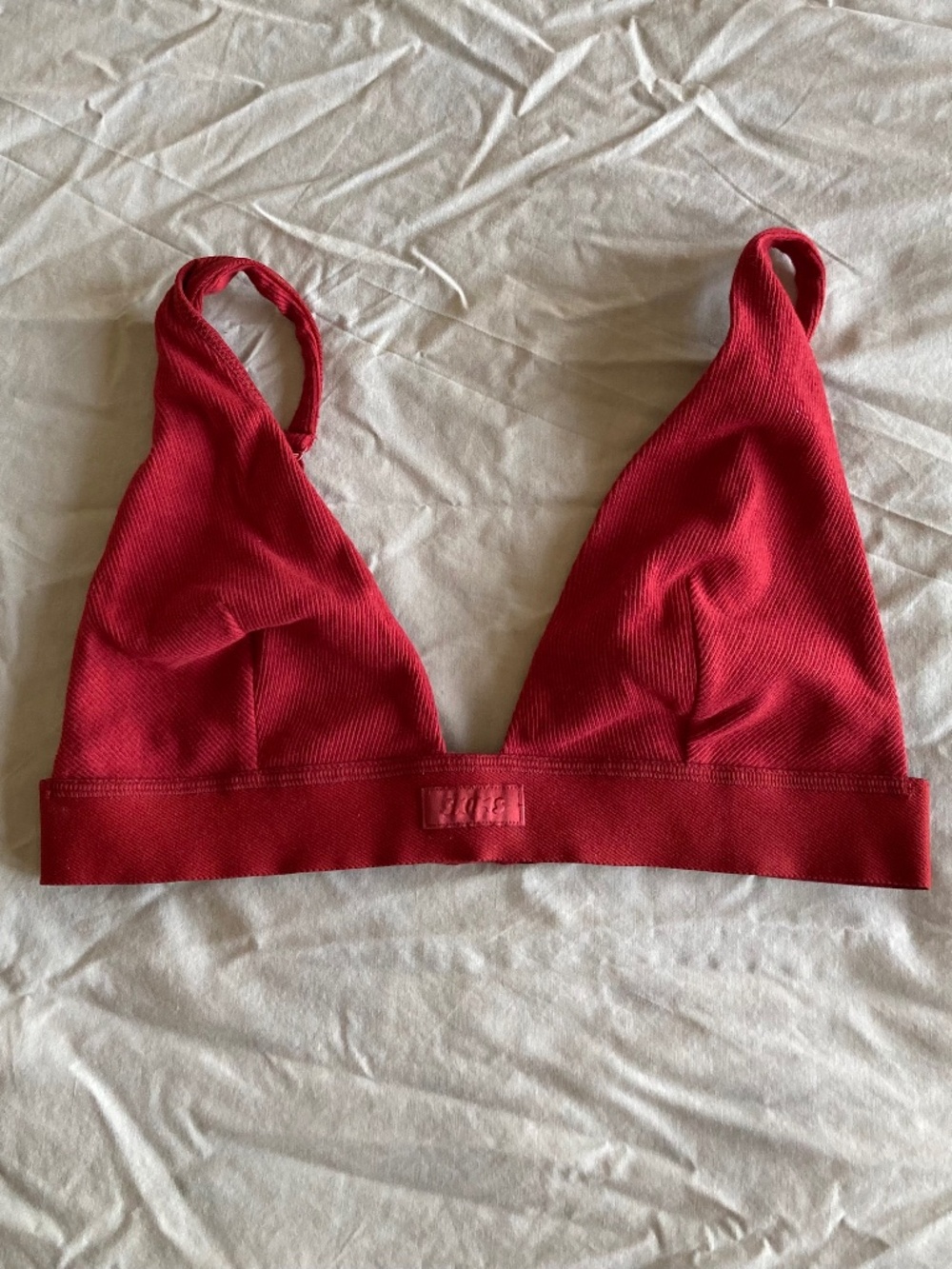 Skims Cotton Rib Plunge Bralette - BRICK, Size XL (NWOT)